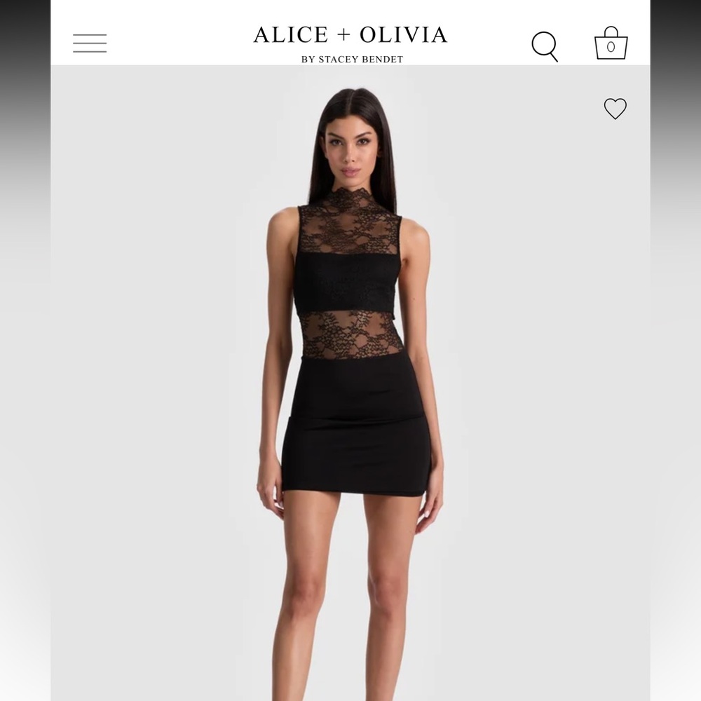 Alice + Olivia Black Lace Sleeveless Dress